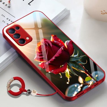 適用OPPOReno5K手機殼PEGM00金屬漆玫瑰玻璃超火軟邊本命年新品顏控套可愛輕奢女士簡約簡約秋冬男士高級感