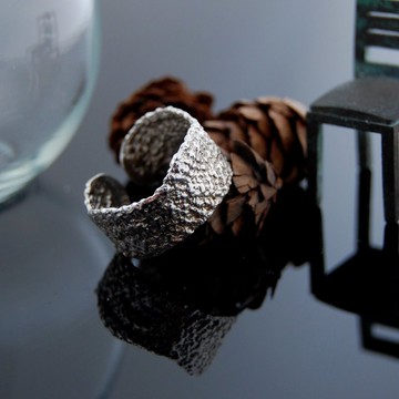 蕾絲漫步銀戒-編號4(原色。活圍)