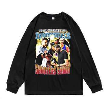 藍球運動杜蘭特海報庫里個性設計印花T恤長袖寬松純棉男女同款