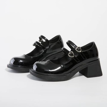 鹿與深林真皮瑪麗珍鞋粗跟單鞋法式復古高跟鞋淺口仙女風百搭鞋子