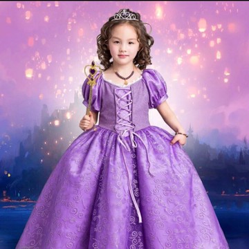 長髮公主tangled樂佩公主禮服裙長版 表演服萬聖節聖誕party生日舞會攝影服cos服尺寸130