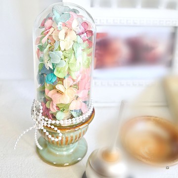 粉彩色不凋繡球花玻璃球花禮 寵物/親友追思供花 附黑禮盒