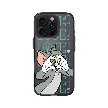 iPhone 16 Pro Clear 酷墨灰 - 湯姆貓與傑利鼠 Tom and Jerry - 湯姆貓愛心