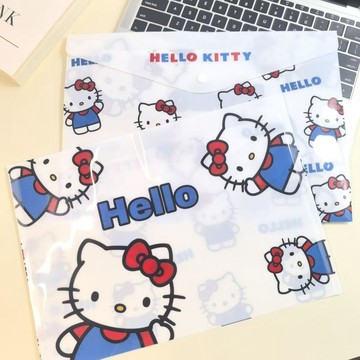 🌸臺灣出貨🎉凱蒂貓文件袋a4半透明按扣學生檔案試卷袋防水辦公資料袋收納袋