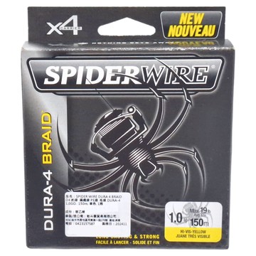 SPIDERWIRE DURA 4 BRAID D4釣線 編織線 PE線 布線 1.0GO 150m  黃色  1捲