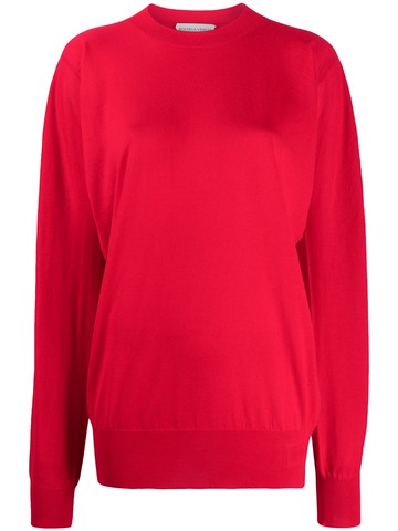 Bottega Veneta - draped crew neck jumper - women - Wool - XS - Red