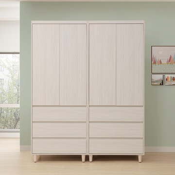 直人木業-DA極簡風白榆木160公分三抽開門衣櫃(80公分三抽衣櫃兩座)