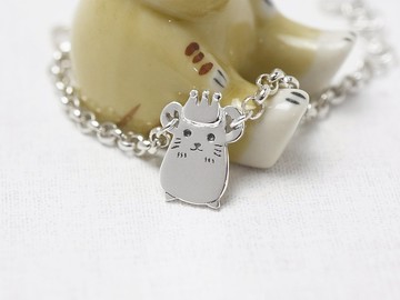 小老鼠 - 小朋友手鍊 | 925純銀 寶寶週歲禮 刻字 動物 手工銀飾