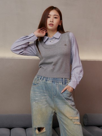 學院風層次拼接上衣