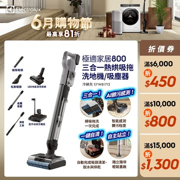 Electrolux 伊萊克斯 極適家居800 三合一熱烘吸拖洗地機 (冷峽灰) EFW81713