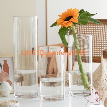 花瓶擺件客廳插花透明玻璃北歐富貴竹馬醉木水竹鮮花直筒【不二雜貨】