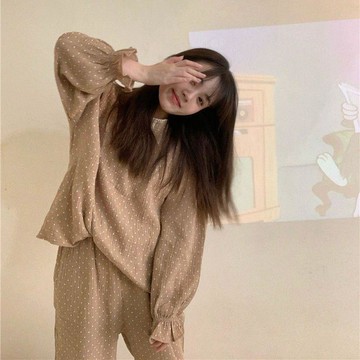秋冬季套頭睡衣女年新款甜美日系可愛長袖套裝寬鬆休閒家居服休閒睡衣居家睡衣睡衣長袖睡衣女生居家服套裝