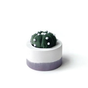 (預購) 喵王手作兜娃 x 泥喃水泥盆器 聯名組合-白紫雙色小圓形