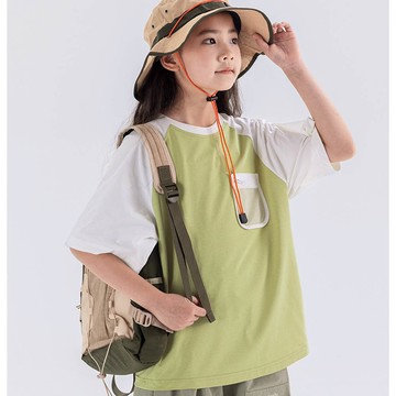 babybody - 原紗防曬吸濕快乾短袖上衣-網格口袋-綠色