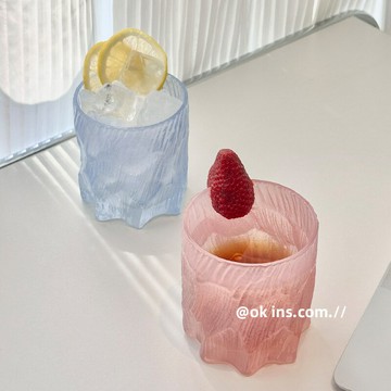 ins玻璃水杯高級感磨砂粉冰川杯玄冰玻璃杯家用果汁飲料杯洋酒杯