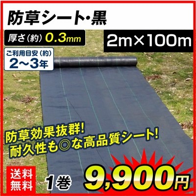 防草シート 2m×100m 農用シート 草よけシート 除草シート 雑草防止 耐用年数 2-3年 厚さ0.3mm 防草シート・黒 砂利下 人工芝下 国華園