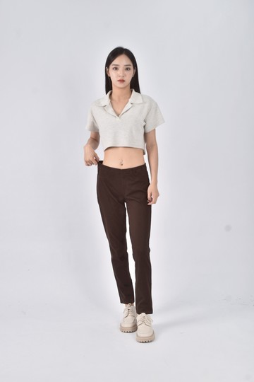 (M) 低腰直筒棕色長褲
