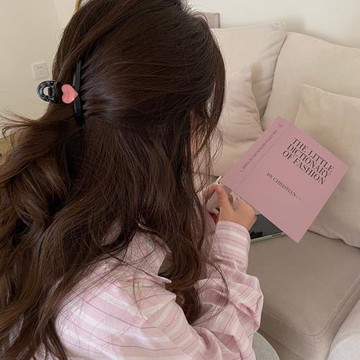 冰透粉色愛心小號發抓夾女中號鯊魚夾高馬尾發夾高級感半扎發頭飾