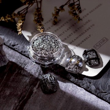 Function-粗紡花黑白紋理毛呢閃粉 1入