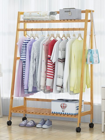 衣架落地臥室掛衣架簡易衣架簡約現代落地掛衣架子衣帽架落地實木