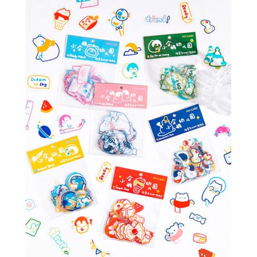 🍋檸檬青🍋新款現貨特價售完無補小企鵝幼兒園系列PET防水貼紙6款45枚入超可愛手繪動物手帳裝飾素材