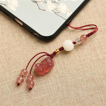 【巴黎精品】現貨+預購 手機吊飾手機鑰匙圈掛飾吊繩鑰匙扣吊墜掛件招財淨化開運-草莓晶貔貅男女配件a1lh13
