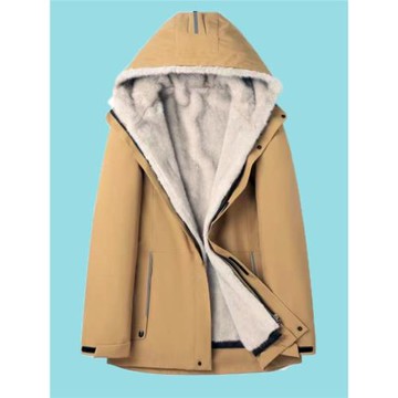 男裝派克服男冬款中長款連帽仿皮草男士貂皮大衣水貂內膽整貂外套