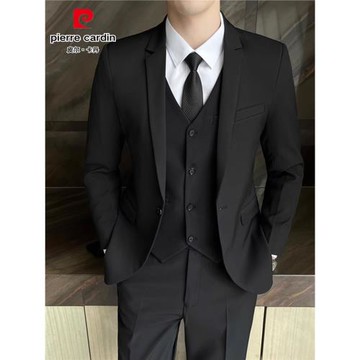 皮爾卡丹西裝套裝男士職業商務休閑韓版結婚新郎正裝主持伴郎禮服