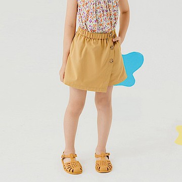 OB嚴選-純棉造型排釦彈力鬆緊腰褲裙《QA1660》