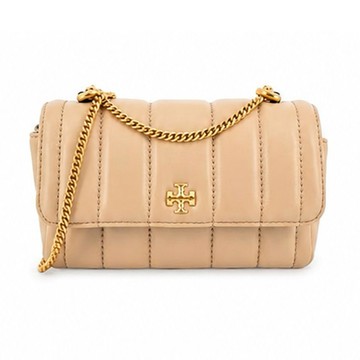 [平輸版] TORY BURCH KIRA直紋絎縫鍊帶肩背/斜背兩用包(迷你/奶茶)真品平輸