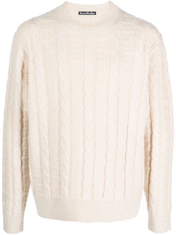 Acne Studios - cable-knit wool-blend jumper - unisex - Polyester/RWS Wool - XS - Neutrals