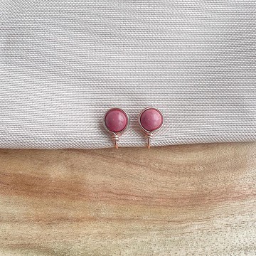 薔薇輝 / 紅木紋 / 無痛耳夾 / 客製化設計