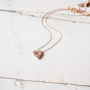 簡約幾何幸運色琺瑯鎖骨鍊-愛心紅 雙面配戴 可刻字