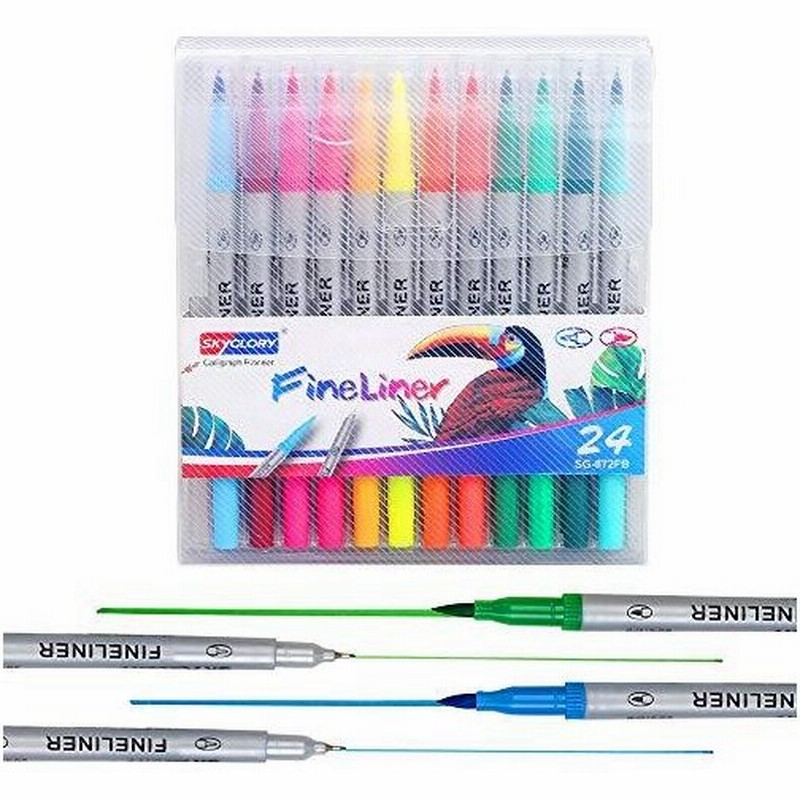 水彩ペン カラーペン 水彩毛筆 水性ペン 24色セット Skyglory 両頭水彩筆 細字 太字 エコインク 無毒無臭 水彩絵 塗り絵 環境水 通販 Lineポイント最大get Lineショッピング