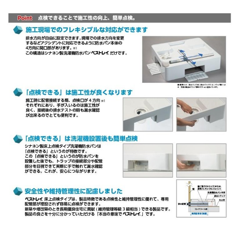 メーカー直送】≪ミヤコ USB-6464SNW≫ シナネン ベストレイ 洗濯機パン防水パン 床上配管タイプ 透明横引トラップ付【MY】 |  LINEブランドカタログ