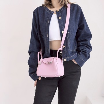HERMES Mini Lindy Bag 銀釦兩用包.錦葵紫 18cm