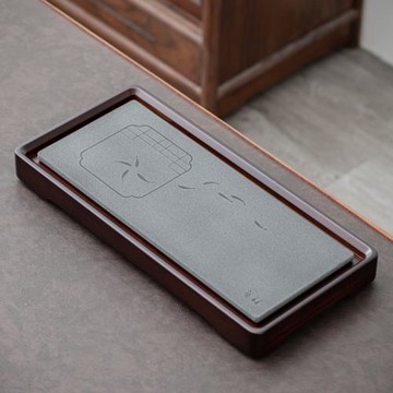 秦藝烏金石干泡盤家用功夫茶具辦公室蓄排兩用泡茶臺瀝水竹制茶盤