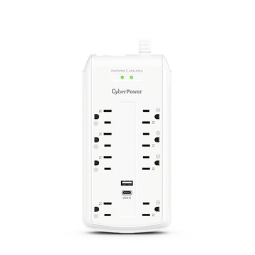 CyberPower 白色 防突波 8 插座 2 USB 20W PD 充電延長線(P0818PDA0-TW)