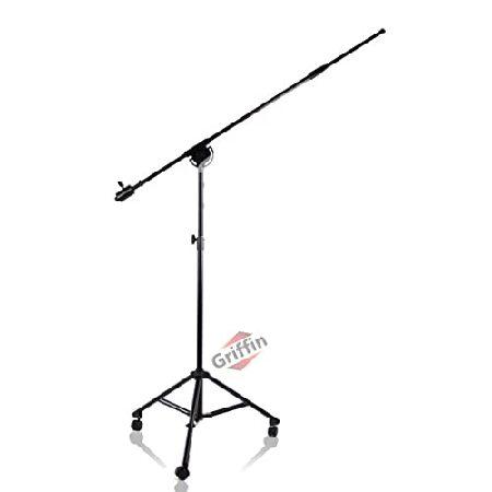 GRIFFIN Professional Studio Microphone Boom Stand with Casters Extended Height Recording Mic Holder Tripod on Wheels Tall Telescoping Arm Mount