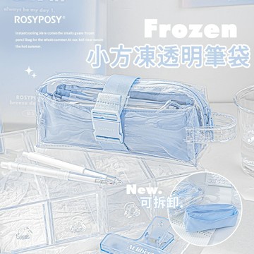 【賀賀商店】台灣現貨 RosyPosy 小方凍透明筆袋 可拆卸筆袋 透明筆袋 大容量筆袋 PVC文具袋 鉛筆盒 隔層收納