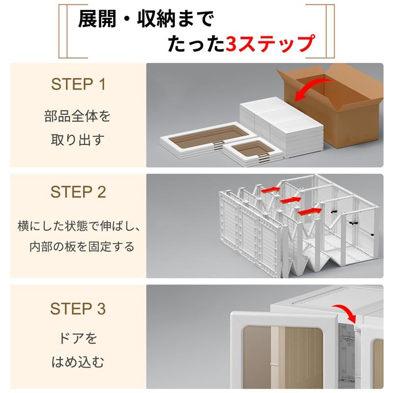 おトク 【3列】モリリンインテリア工具不要！折りたたみ式ワードローブ モリリンインテリア工具不要で組み立て！収納力抜群折りたたみ式ワード マイワードローブ  半透明扉 折りたたみ式 リビング収納