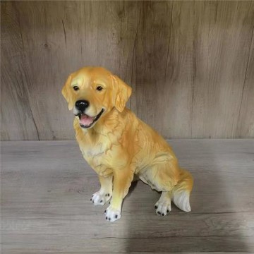 廠家批發可愛仿真小狗金毛擺件戶外花園庭院裝飾柴犬樹脂工藝擺件