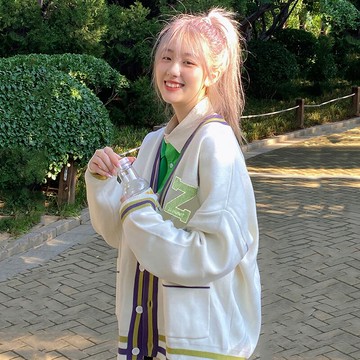 早秋薄款字母針織開衫外套女潮牌美式高街寬松休閑百搭情侶毛衣