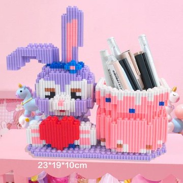 筆筒串聯積木益智玩具桌面擺件文具用品書桌收納筆筒小學生禮物