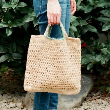 汽水口味手提包 /雙色麻繩編織/