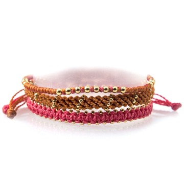 Wakami Star星星經典編織組合手環-杏桃色