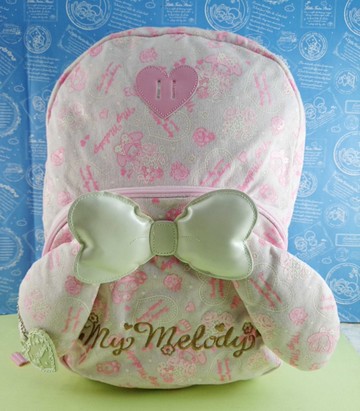 【震撼精品百貨】My Melody 美樂蒂~後背包_玫瑰_白蝴蝶結