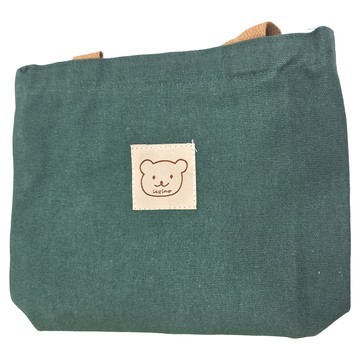 日系簡約帆布小熊手提包  26 x 4 x 20cm  綠色