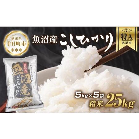 ふるさと納税 魚沼産 コシヒカリ 5kg ×5袋 計25kg お米 こしひかり 新潟 （お米の美味しい炊き方ガイド付き） 新潟県十日町市