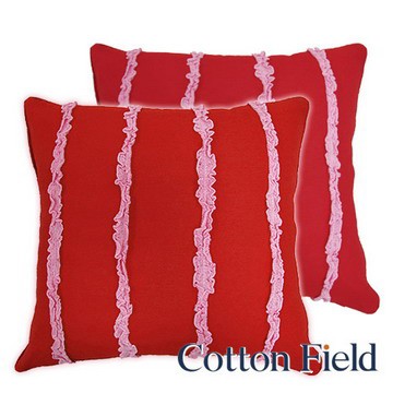 cottonfield 【卡洛琳】蕾絲抱枕-紅(二件組)